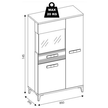 Vitrína DARCY SB6 zlatý řemeslný dub/alpská bílá lesklá 4