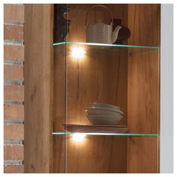 Vitrína DARCY SB9 zlatý řemeslný dub/alpská bílá lesklá 6