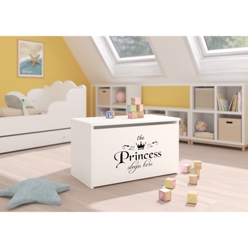 Truhla DARIA bílá, motiv nápis princezna 1