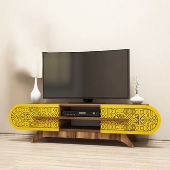 TV stolek DEFNE 1 ořech/žlutá 1