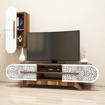 Obývací stěna  DEFNE 2 ořech/bílá 1