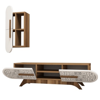 Obývací stěna  DEFNE 2 ořech/bílá 2