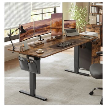 Pracovní stůl DESK rustikální hnědá/černá 1