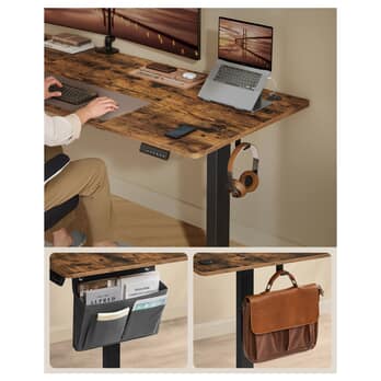 Pracovní stůl DESK rustikální hnědá/černá 4