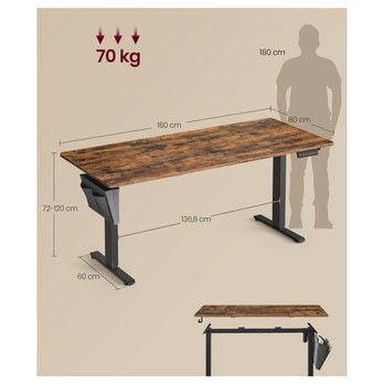 Pracovní stůl DESK rustikální hnědá/černá 5