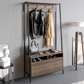 Předsíňová sestava DEVIN ořech/černá 2