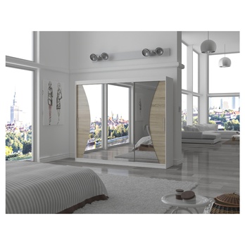 Šatní skříň DIEM bílá/dub sonoma 3