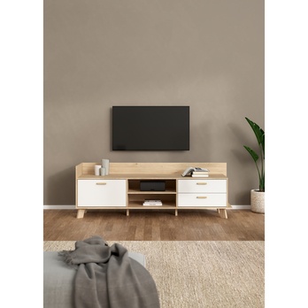 TV komoda DIGBY 1 bílá/dub jackson hickory 1