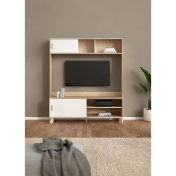 TV komoda DIGBY 2 bílá/dub jackson hickory 1