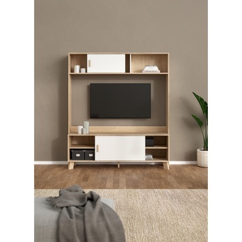 TV komoda DIGBY 2 bílá/dub jackson hickory 3