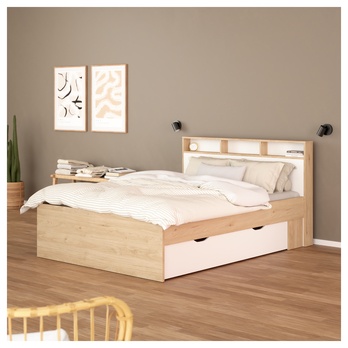 Postel DIGBY bílá/dub jackson hickory, 140x200 cm 1