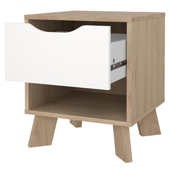 Noční stolek DIGBY bílá/dub jackson hickory 2