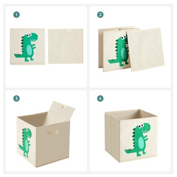 Dětské úložné boxy DINO béžová, sada 3 ks 5