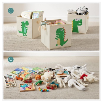 Dětské úložné boxy DINO béžová, sada 3 ks 6