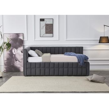 Postel s výsuvným lůžkem DIRBY tmavě šedá, 90x200 cm 3