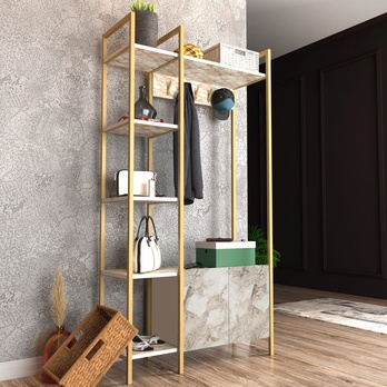 Předsíňová sestava DOGA mramor/zlatá 1