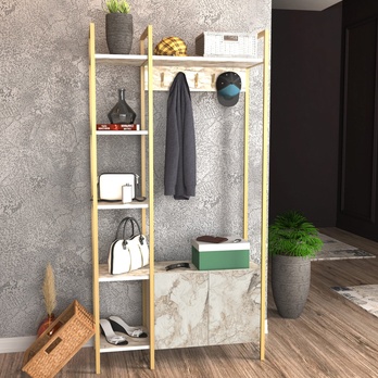 Předsíňová sestava DOGA mramor/zlatá 2