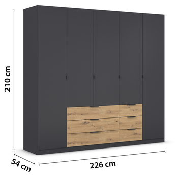 Šatní skříň  DOMOA II metalická šedá/dub artisan 4