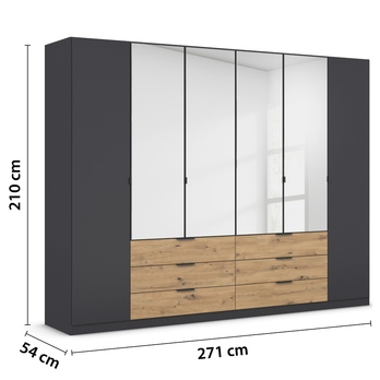 Šatní skříň DOMOA VI metalická šedá/dub artisan 4