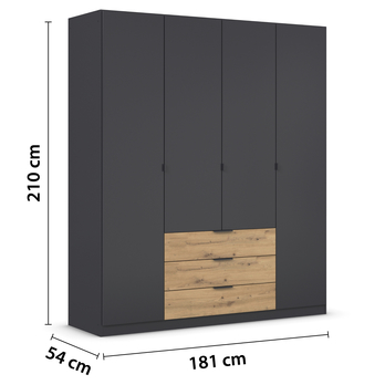 Šatní skříň DOMOA metalická šedá/dub artisan 4