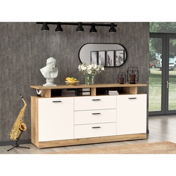Komoda DORES DS4 bílá/dub craft zlatý 1