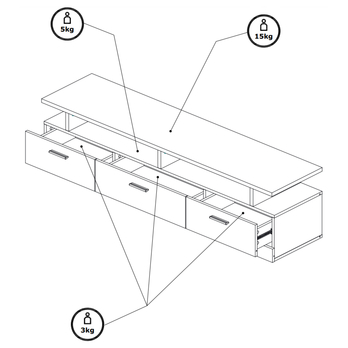 TV komoda DORES DS5 bílá/dub craft zlatý 3
