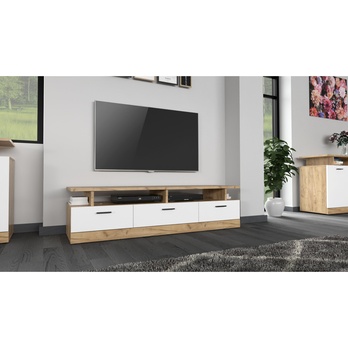 TV komoda DORES DS5 bílá/dub craft zlatý 1