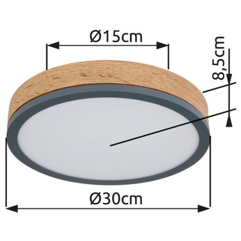 Stropní LED svítidlo DORO 1 grafitová/dřevo 5