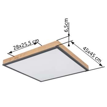 Stropní LED svítidlo DORO 4 grafitová/dřevo 6