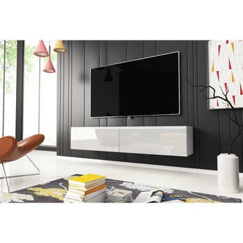 TV komoda DOROTHE 140 bílá/bílá lesklá 2