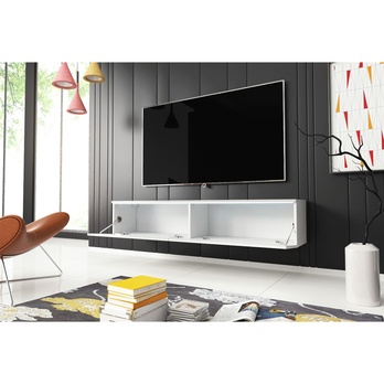 TV komoda DOROTHE 140 bílá/bílá lesklá 3