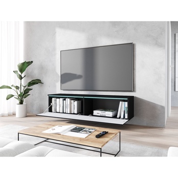 TV komoda DOROTHE 140 černá/vzor rybí kost 3