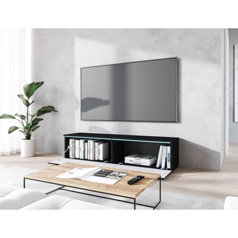 TV komoda DOROTHE 140 černá/vzor rybí kost 4