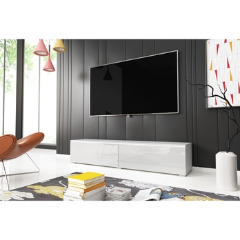TV komoda DOROTHE 140 bílá/bílá lesklá 1