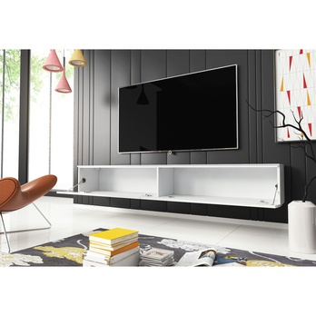 TV komoda DOROTHE 180 bílá/bílá lesklá 3