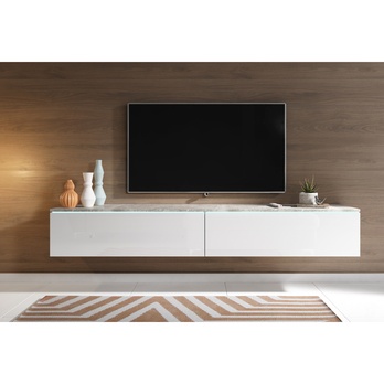 TV komoda DOROTHE 180 beton/bílá lesklá 2