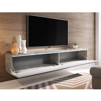 TV komoda DOROTHE 180 beton/bílá lesklá 4