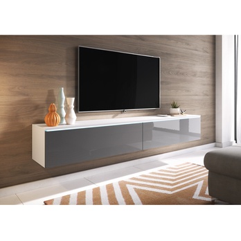 TV komoda DOROTHE 180 bílá/šedá lesklá 1