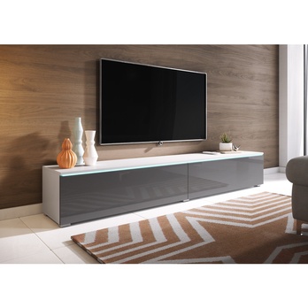 TV komoda DOROTHE 180 bílá/šedá lesklá 3
