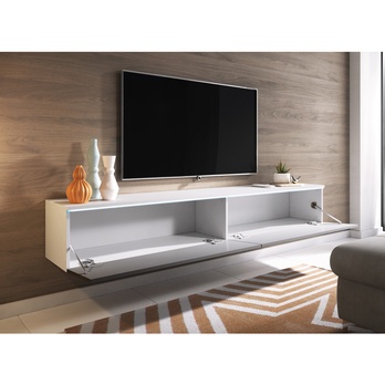 TV komoda DOROTHE 180 bílá/šedá lesklá 4