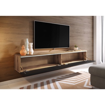 TV komoda DOROTHE 180 dub wotan/černá lesklá 4