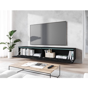 TV komoda DOROTHE 180 san sebastian/černý mramor 3