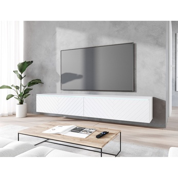 TV komoda DOROTHE 180 bílá/vzor rybí kost 3