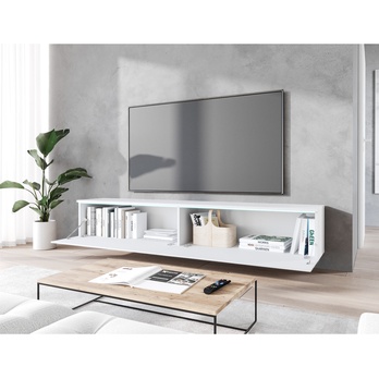 TV komoda DOROTHE 180 bílá/vzor rybí kost 4