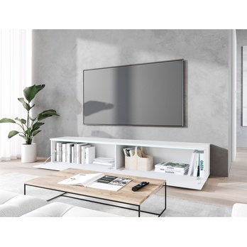 TV komoda DOROTHE 180 bílá/vzor rybí kost 5