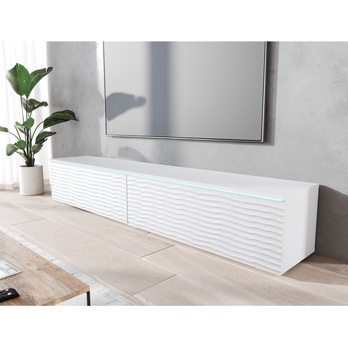 TV komoda DOROTHE 180 bílá/vzor vlna 2