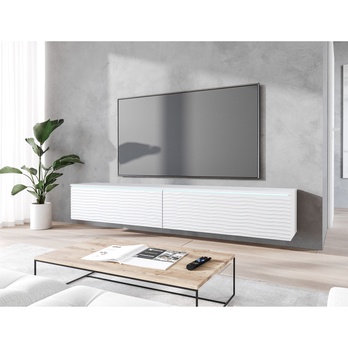 TV komoda DOROTHE 180 bílá/vzor vlna 3