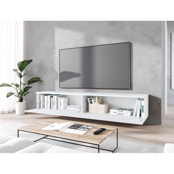 TV komoda DOROTHE 180 bílá/vzor vlna 4