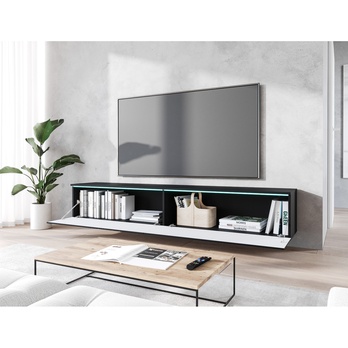 TV komoda DOROTHE 180 černá/vzor rybí kost 4