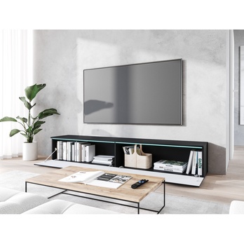 TV komoda DOROTHE 180 černá/vzor rybí kost 5